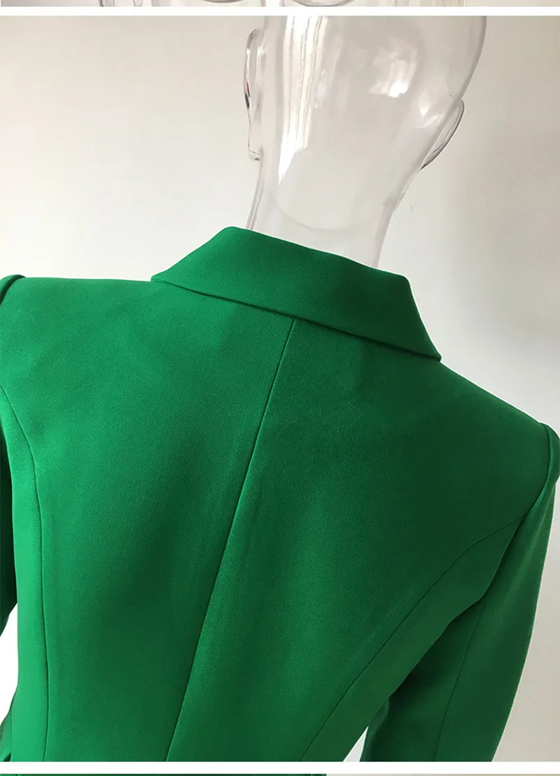 HIGH STREET 2024 Stylish Designer Blazer Women's Double Breasted Lion Buttons Slim Fitting Blazer Jacket 6