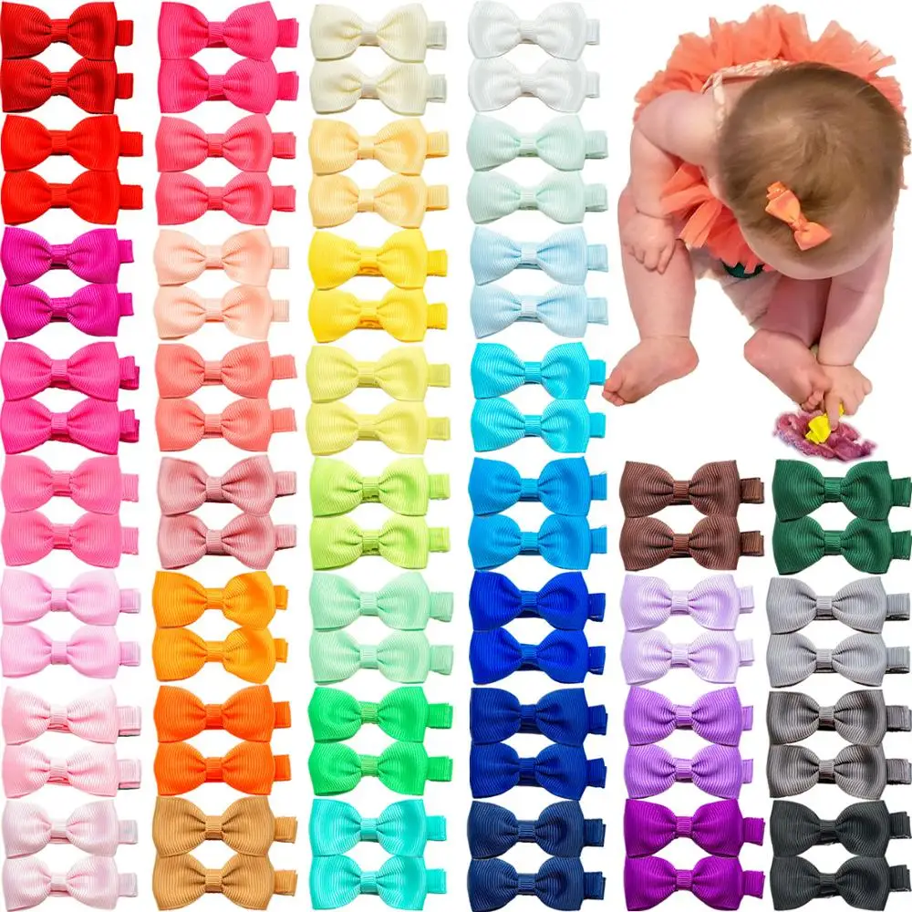 

80pcs/lot Baby Girls Hair Clips 2 inch Solid Fully Wrapped Alligator Mini Hair Barrettes for Infant Kids Little Girl Headwear