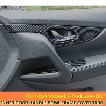 

ABS Inner Door Handle Bowl Frame Cover Trim For Nissan Rogue / X-trail 2014 2015 2016 2017 Matte Silver Carbon Fiber Style