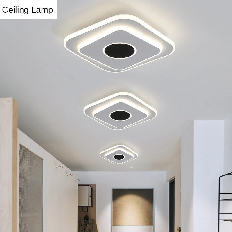

Modern Led Ceiling Lamp Luster Black and White Led Ceiling Lamp for Living Room Study Lights Hallway Balcony Interior Lights