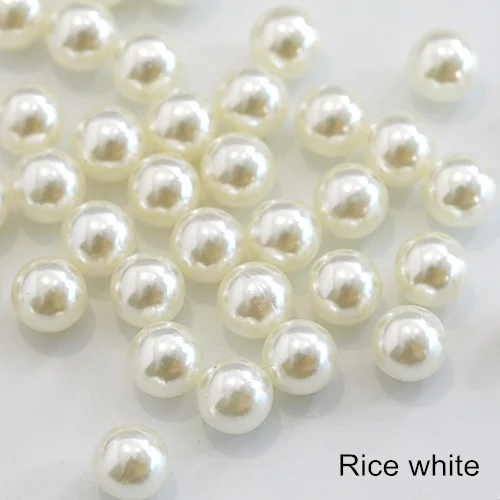 Rice White Много цветов ABS имитация стразы жемчуг Круглые клеевые бусины DIY свадебное платье подвески бусы ожерелье Изготовление ювелирных изделий B3841 - Цвет: Rice White