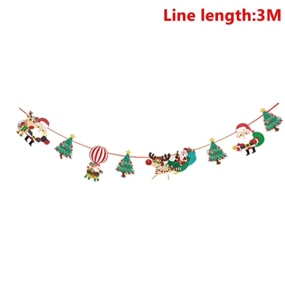 Xmas Banner 5 Taoup 3M Noel Бумага рождественские растяжки с утолщённой меховой опушкой, хороший украшения Рождественские украшения для дома висит рождественские флажки Санта Клаус снеговик - Цвет: Xmas Banner 5