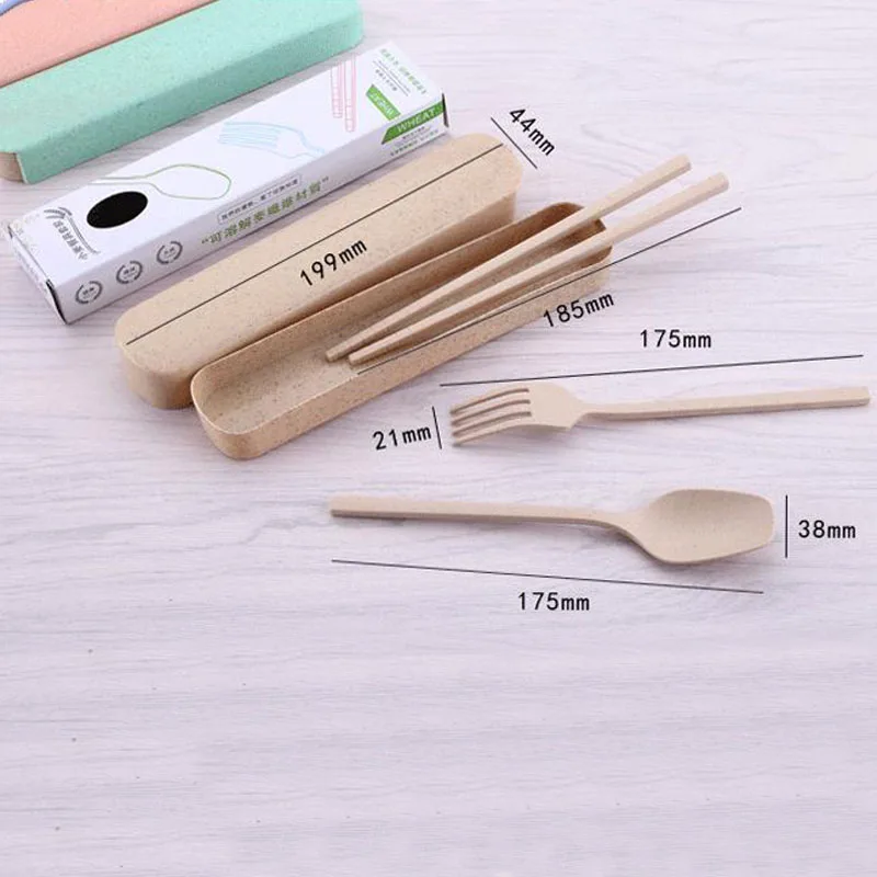 Распродажа 3 шт. портативные наборы посуды из пшеничной соломы экологичный набор