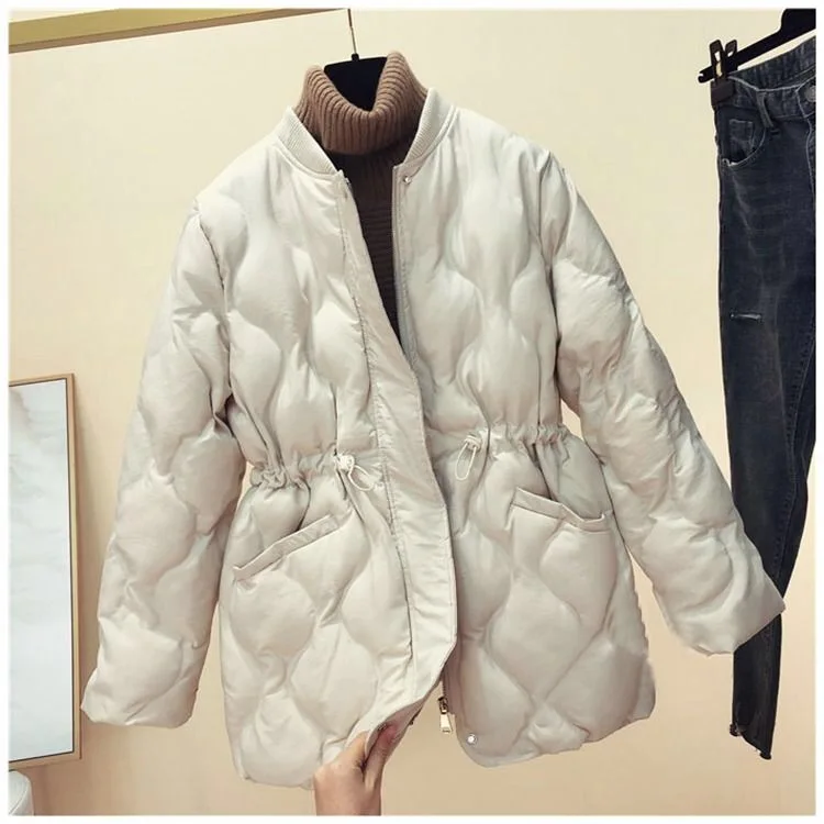 Новинка зимы, Корейская версия, свободная длинная хлопковая одежда, приталенная Свободная куртка, Женская хлопковая куртка - Цвет: Creamy-white