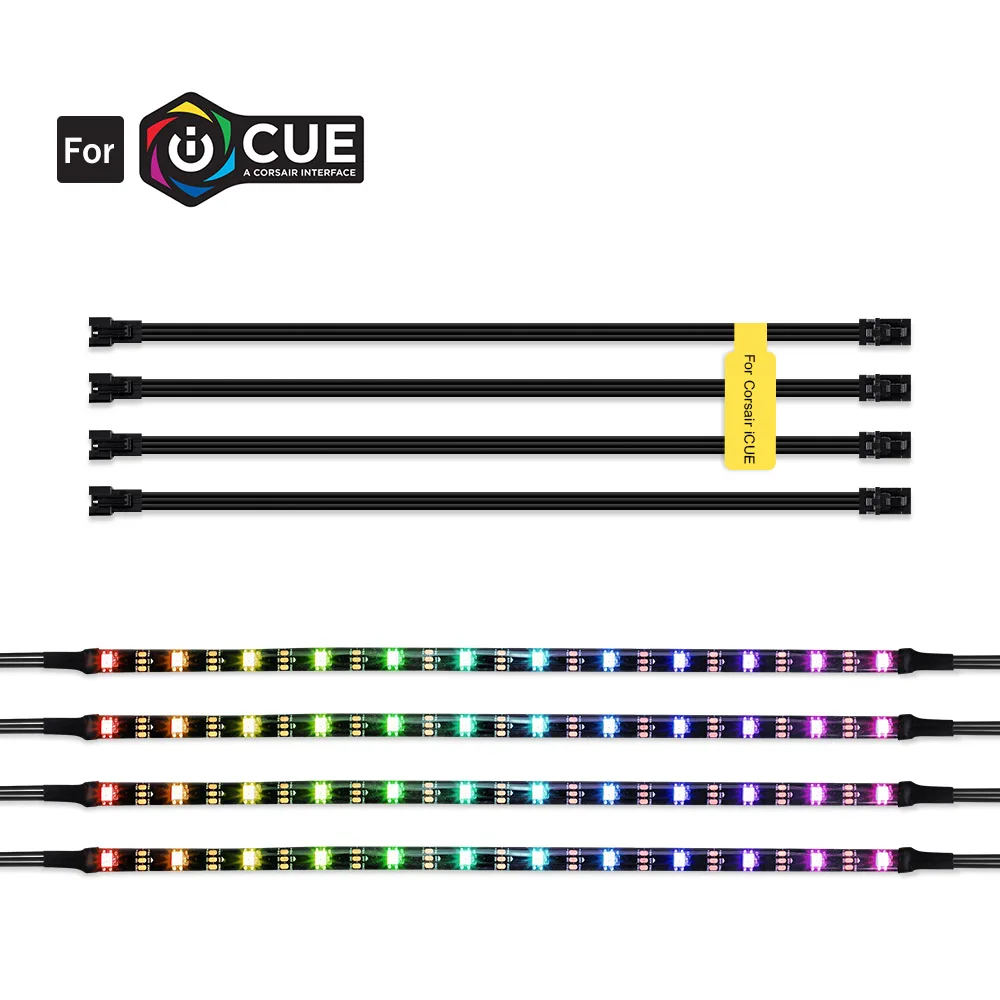 4pcs 12leds IP65 RGB Led индивидуально адресуемый светильник WS2812B IP65 для 3pin 5V ADD_Header для Corsair iCUE интерфейс компьютерная материнская плата - Испускаемый цвет: 4pcs 12leds IP65