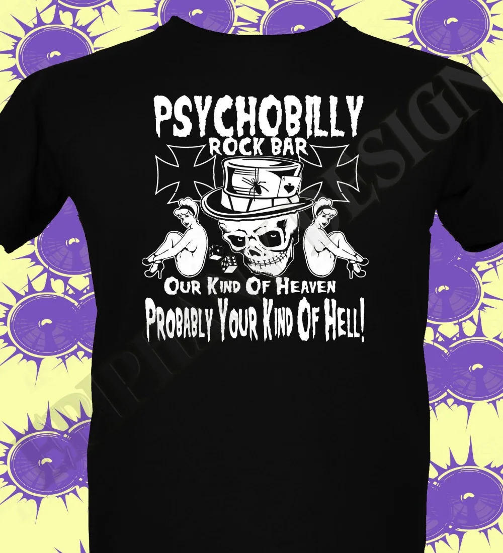 2018 новый короткий рукав Повседневное рокабилли Psychobilly рок-н-ролл футболка