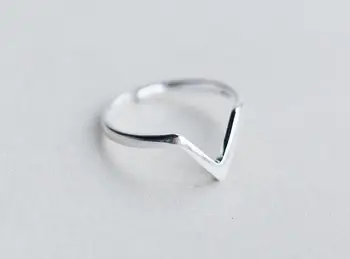 

Real. Lady's 925 Sterling Silver Jewelry Deep "V" Geometric RING Adjustable J1228