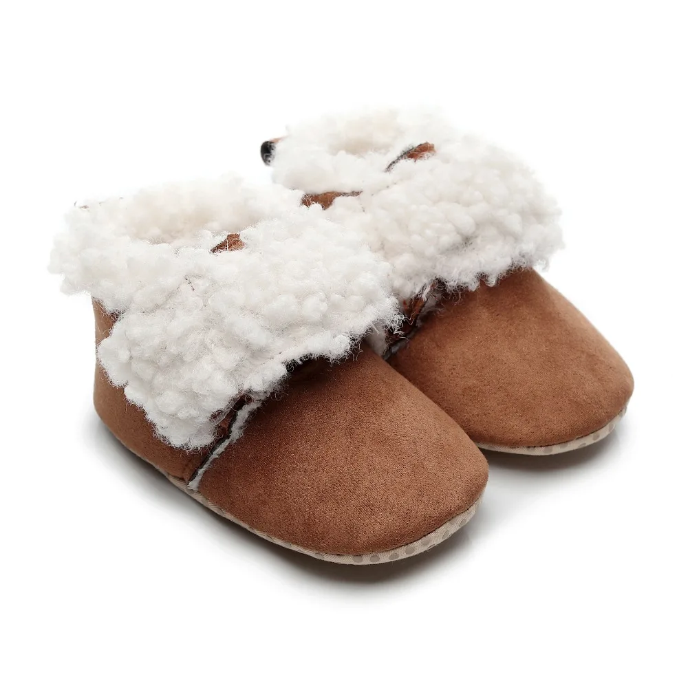 Детская зимняя обувь из шерсти ягнёнка, кашемир, леопардовая обувь для маленьких мальчиков и девочек, мягкая нескользящая подошва, очень теплая Утепленная обувь для новорожденных