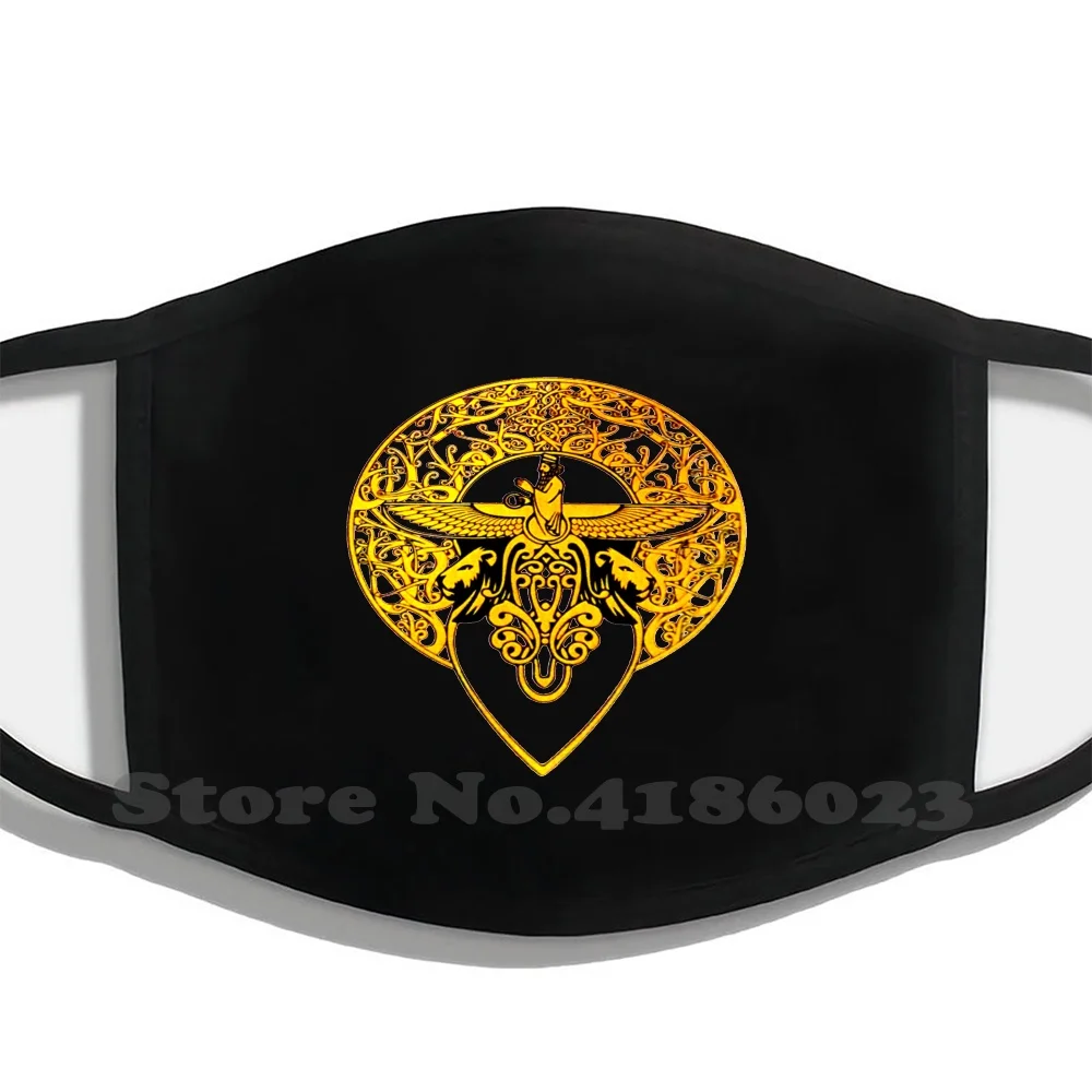 Ahura Mazda Farovhar Achaemenid Lion Head Zoroastrian Symbol Half Face For Men Women Ladies Diy Mouth Masks | Аксессуары для