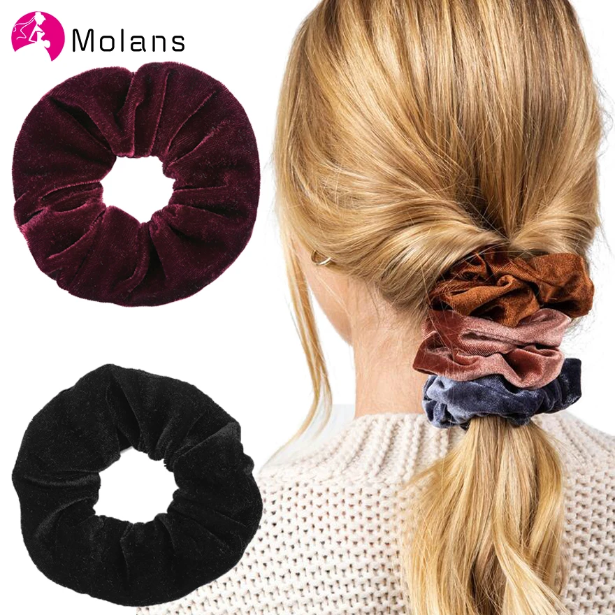 3 шт./лот, бархатные резинки для волос, набор, конский хвост, резинки для волос, модные однотонные эластичные резинки для волос, вечерние резинки для волос для девочек