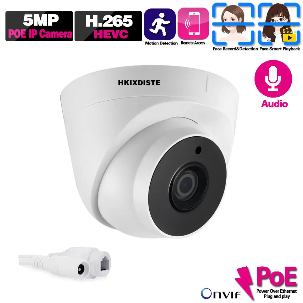 

POE IP CCTV Security Camera 5mp Dome Indoor Video Surveillance Camera HD 2MP IMX335 Night Vision ONVIF For NVR System KIT Home