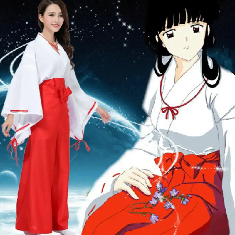 Аниме Inuyasha kiaro полный комплект кимоно карнавальный костюм на Хэллоуин топ + юбка