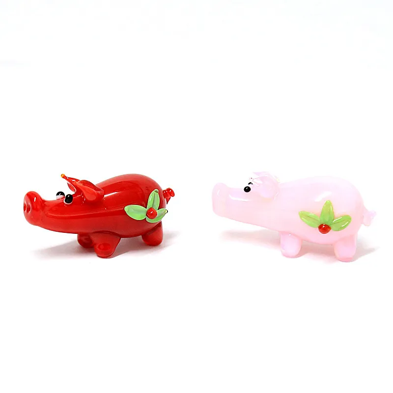 

Handmade Lampwork Mini Murano Glass Long Nose Pink Pig Figurines Gift For Kids Home Decoration Cute Crafts Mini Animal Ornaments
