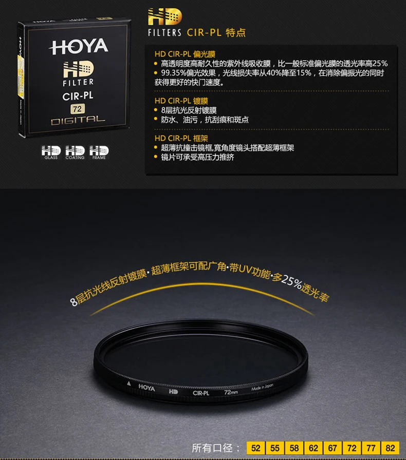 Hoya HD CPL фильтр 58 мм 67 мм 72 мм 77 мм 82 мм круговой поляризационный HD CIR-PL тонкий поляризатор для объектива камеры Сделано в Японии