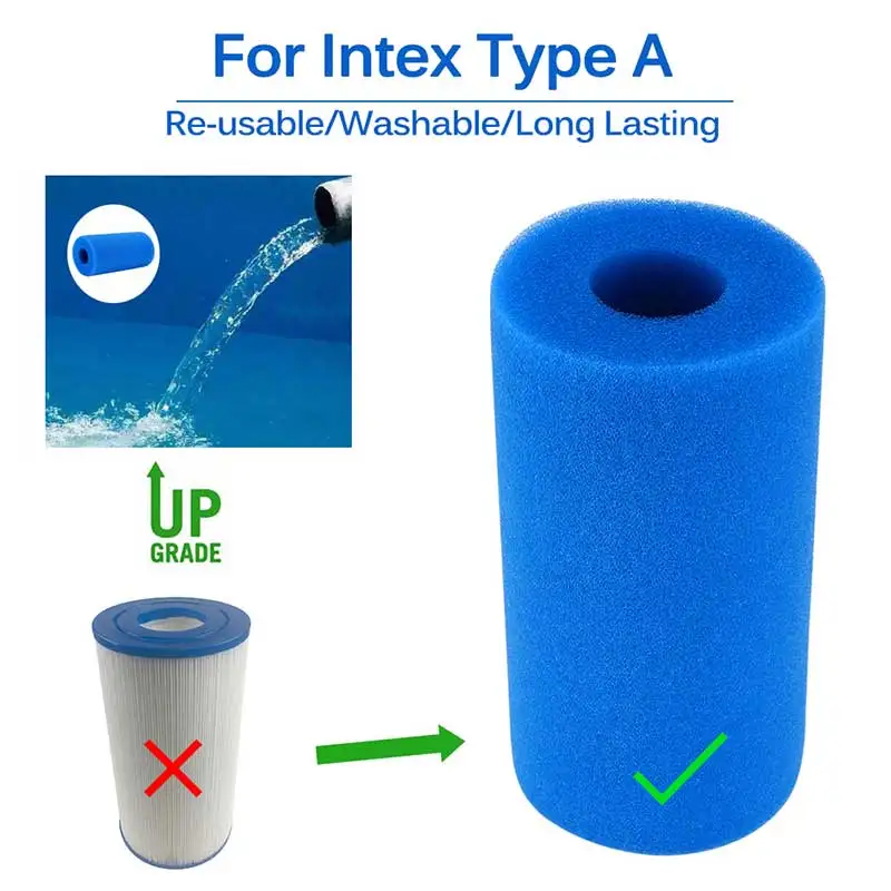 

5pcs Blue high density cylindrical swimming pool sponge filter reusable foam filter element washable filter accessories S/L