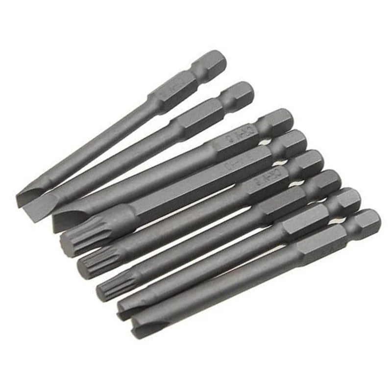 

50x Screwdriver Set Extra Long Hex Bits Star Spline Flat For Air Electric Drills