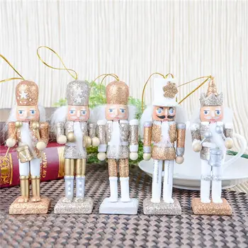 

5pcs 12cm Wooden Toys Nutcracker Soldier Merry Christmas Decoration Pendants Ornaments for Xmas Tree De New Year Decor Kids Doll