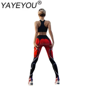 

2020new summer heart of the heart digital printing fashion sports long pants bag high waist thin buttocks peah-shaped fitness ca