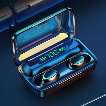 

F9 bluetooth 5.0 TWS Earphone Black Headphone Mini Wireless Sports Running Headset Waterproof IPX7 with 4500mAh Charging Case