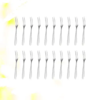 

20pcs Mini Forks Stainless Steel Durable Lightweight Household Small Kitchen Gadget Fruit Forks Dessert Picks