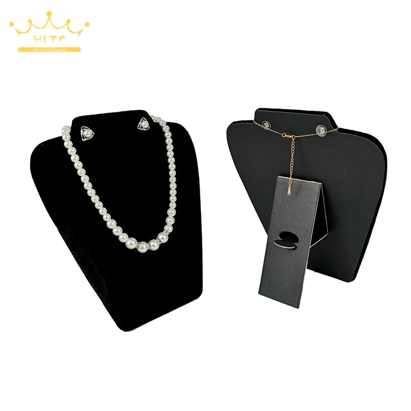 6 Black Velvet Necklace Earring Jewelry Display 10" 