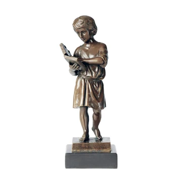

Boy Reading Bronze Sculpture Figurine Man Faith Statue Figurine Art for Study Room Decoration
