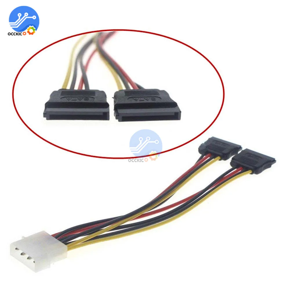 IDE Штекерный SATA гнездовой адаптер Кабельный соединитель 4 Pin Molex к 2 Serial ATA кабель