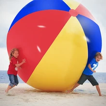 Ogromne zabawki Jumbo nadmuchiwane piłki plażowe 6 5 stóp wysadzić kolor tęczy balony na wodę Summer Party zabawa gry wodne basen tanie i dobre opinie MATERNITY W wieku 0-6m 7-12m 13-24m 25-36m 4-6y 7-12y 12 + y 18 + CN (pochodzenie) no fire SWS209 Sport rainbow 180cm 200cm