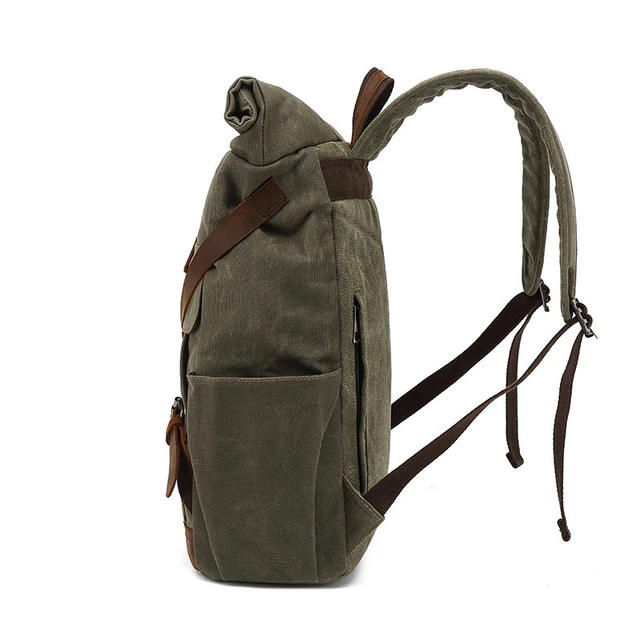 Mochilas de lona Vintage para hombre, morrales impermeables para ordenador  portátil, mochila grande encerada para montañismo, mochila de viaje vintage