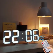 3D LED dijital Alarm saat masa duvar uzaktan kumandalı saat ile gece lambası 12/24 saat ekran 4 parlaklık ofis ev odası için