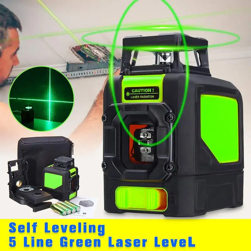 

5 Line Laser Self Leveling Vertical Horizontal Level Supers Powerful Green Laser Beam Line