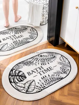 

Oval Cake Velvet Floor Mat Bathroom Bathroom Door Absorbent Non-slip Mat Home Bedroom Entrance Carpet Door Mat