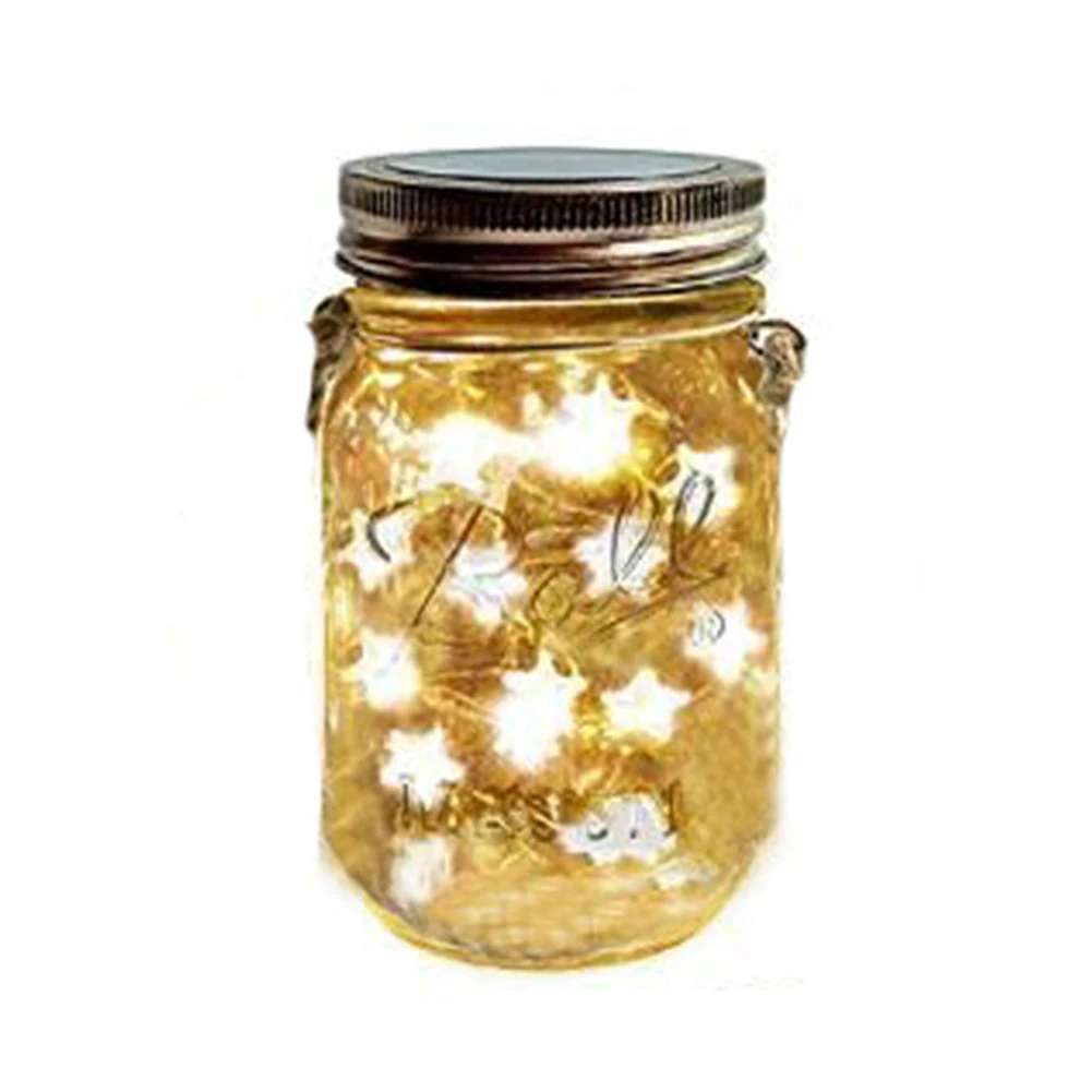 Garden Decor 15 LED Camping Lids Pathway Stairs Star Fairy Mason Jar Lights Party String Solar Powered Outdoor | Лампы и освещение