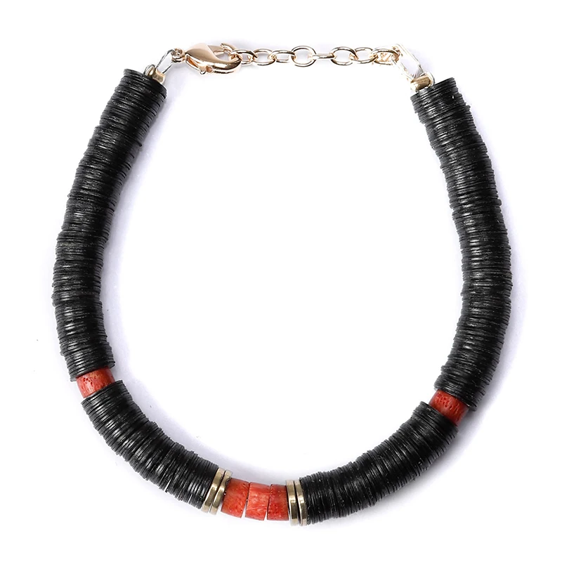 bracelet Браслеты для женщин HEISHI переработанный диск Африканский виниловый бисер браслет femme armbanden voor vrouwen erkek bileklik браслеты - Metal Color: bracelet
