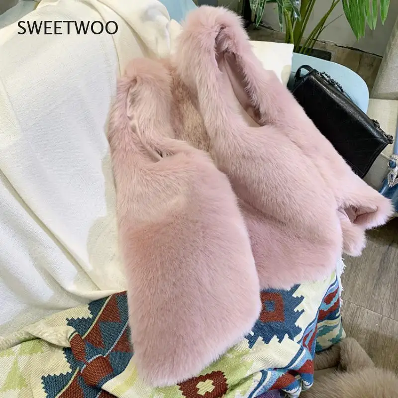 Winter Women Faux Fox Fur Vest Long Real Gilets Women's Full Pelt Waistcoat fashion tide Chic Slim Contracted ins Woman 2022 new
