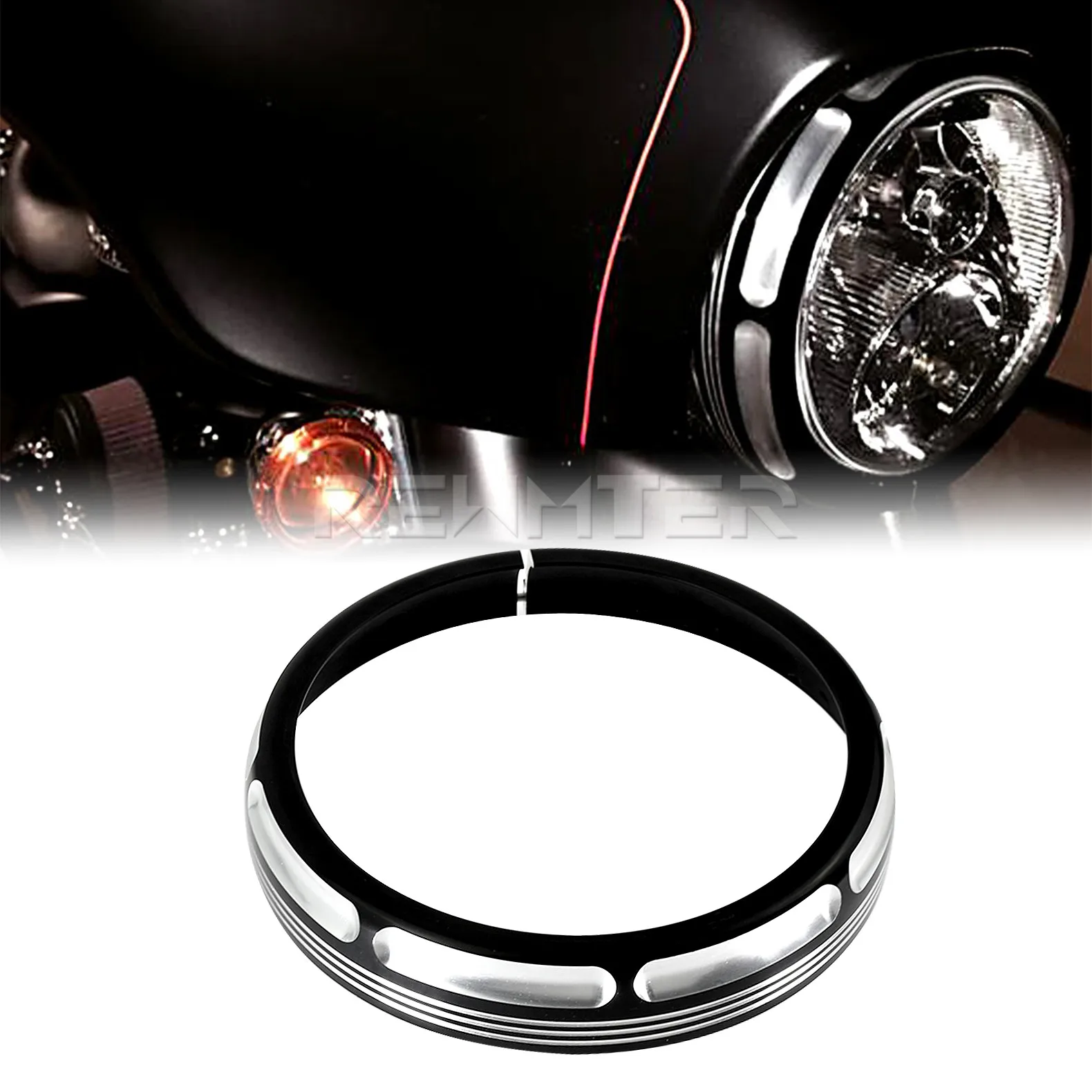 

Motorcycle 7" Burst Headlamp Trim Ring For Harley Touring Street Glide Road King Trikes FLHX FLHR 96-18