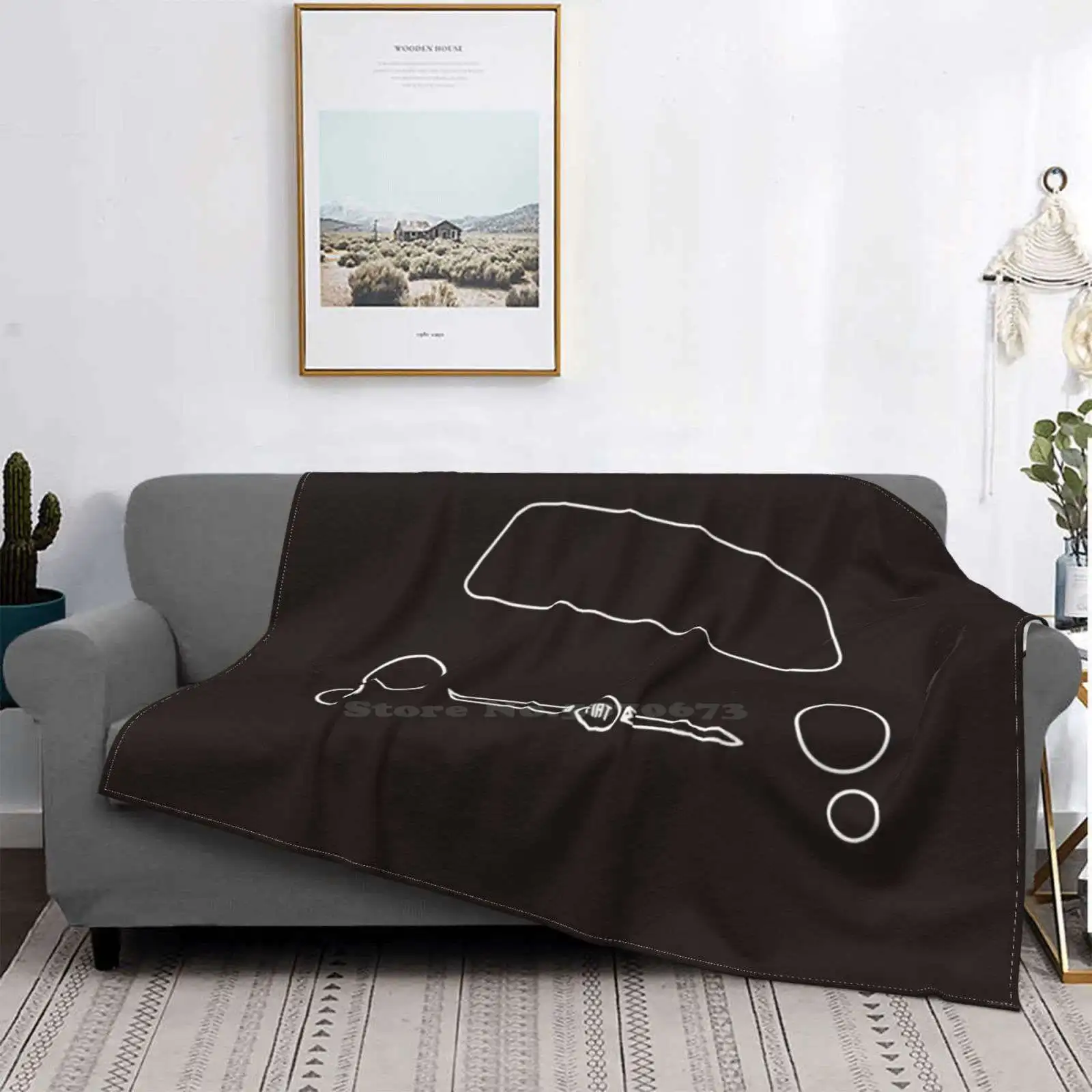 Fiat 500 Outline Graphic (Bianco) La Migliore Vendita Coperta Di Flanella Per Uso Domestico Fiat 500 Cinquecento Classic Small Car Italia