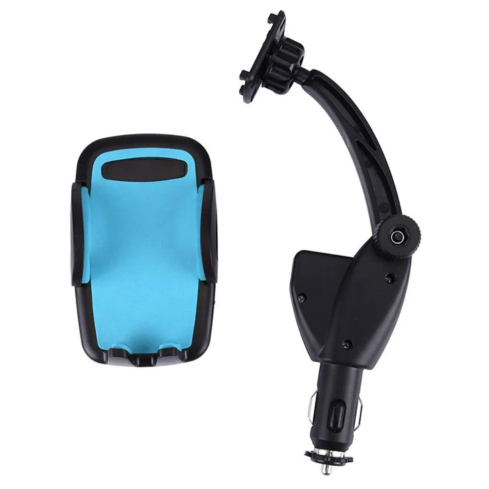 blue 2 usb порта автомобильного прикуривателя зарядное устройство держатель телефона для автомобиля смартфон S55 - Цвет: blue