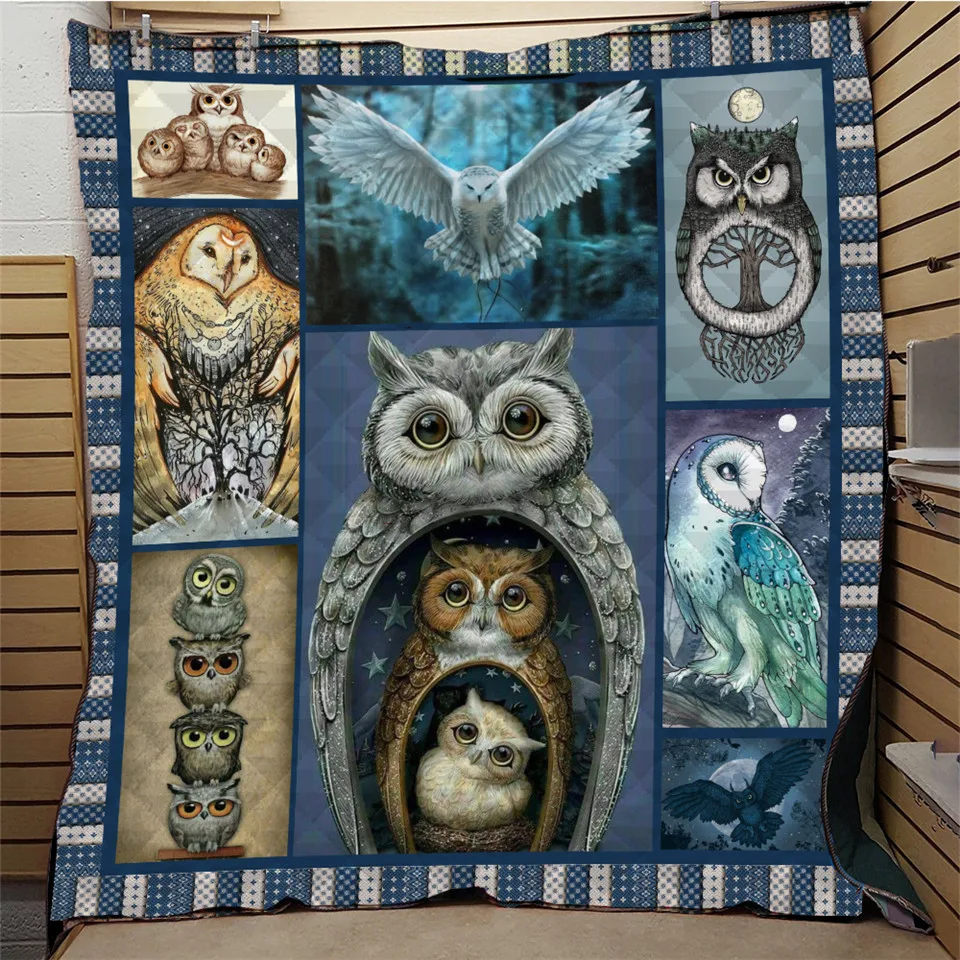 owl1 SOFTBATFY одеяло с совой печатью всесезонное одеяло для кровати мягкое теплое одеяло Хлопковое одеяло Прямая поставка - Цвет: owl1