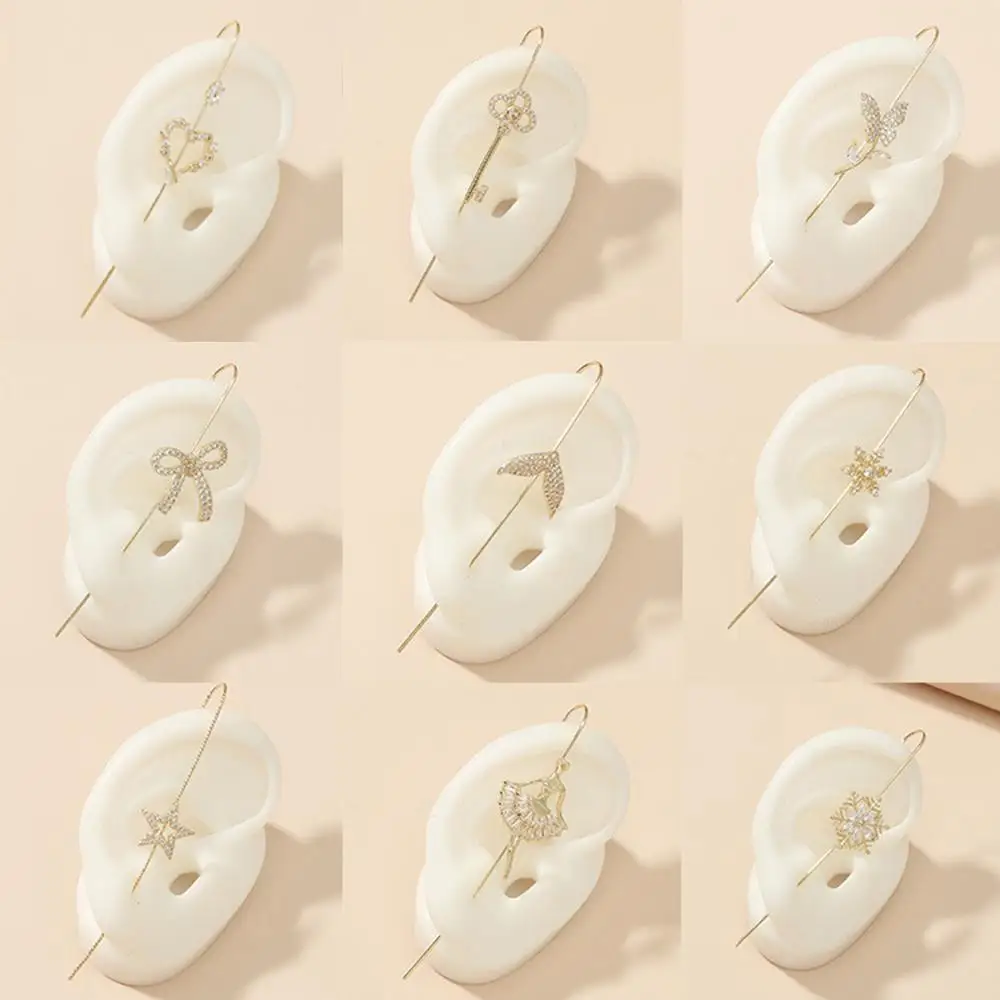 New Ear Wrap Crawler Hook Earring For Women Korean Style Crystal Lightning Stud Earring 