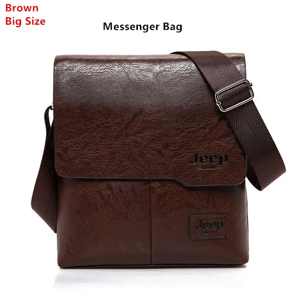 JEEP BULUO Man's Bag 2PC/Set Men Leather Messenger Shoulder Bags Business Crossbody Casual Bags Famous Brand Male Drop Shipping Brown 1505-2