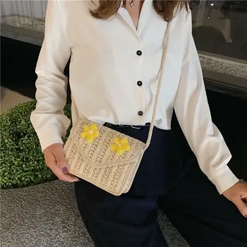 

Women Straw Woven Bag Bohemia Flower Crossbody Bag Style Beach Beach Bags