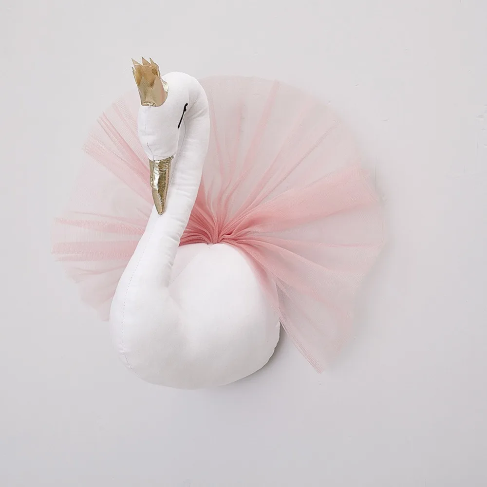 3D Корона Лебедь настенное украшение настенные подвесные мягкие животные голова настенные Висячие девушки розовый Гусь куклы-Лебедь детские игрушки
