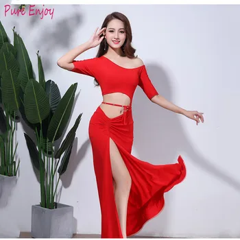 

Belly dance practice clothes 2019 autumn and winter new clothing dance practice performance dress long skirt female suit