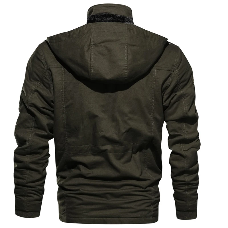 Повседневная мужская куртка размера плюс 4XL, пальто с капюшоном, дропшиппинг, зимняя флисовая куртка с несколькими карманами, теплая Толстая Мужская парка s