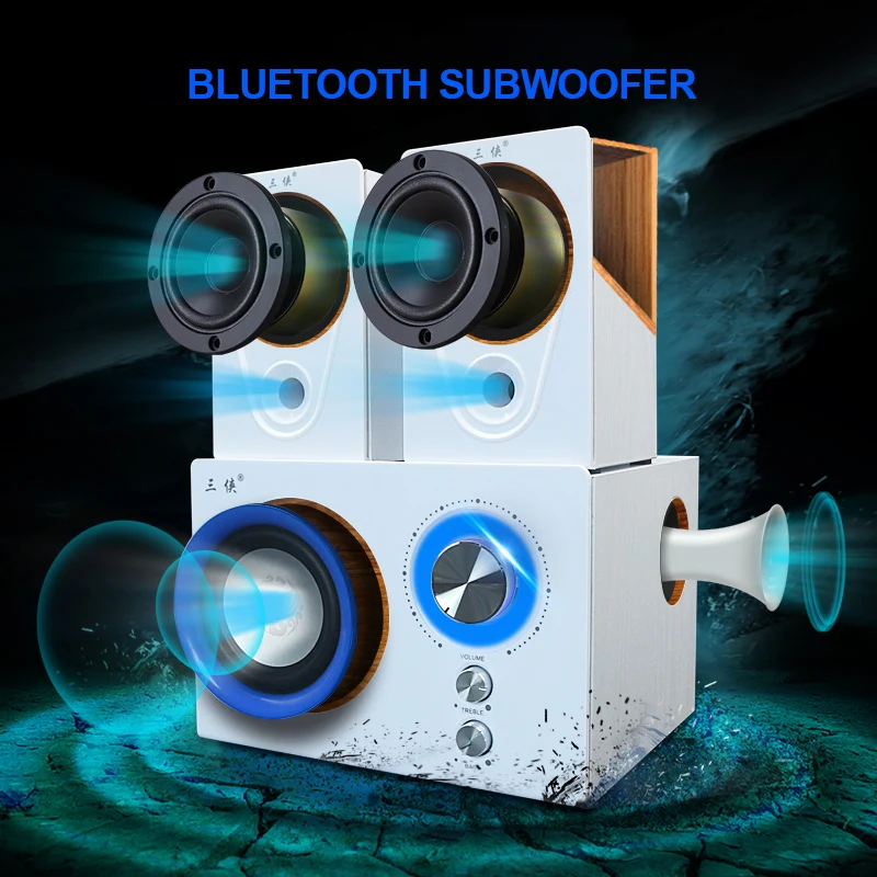 Деревянный Настольный динамик Bluetooth/проводной тяжелый бас Регулируемый сабвуфер компьютер DVD ТВ телефон игры MP3 MP4 громче динамик