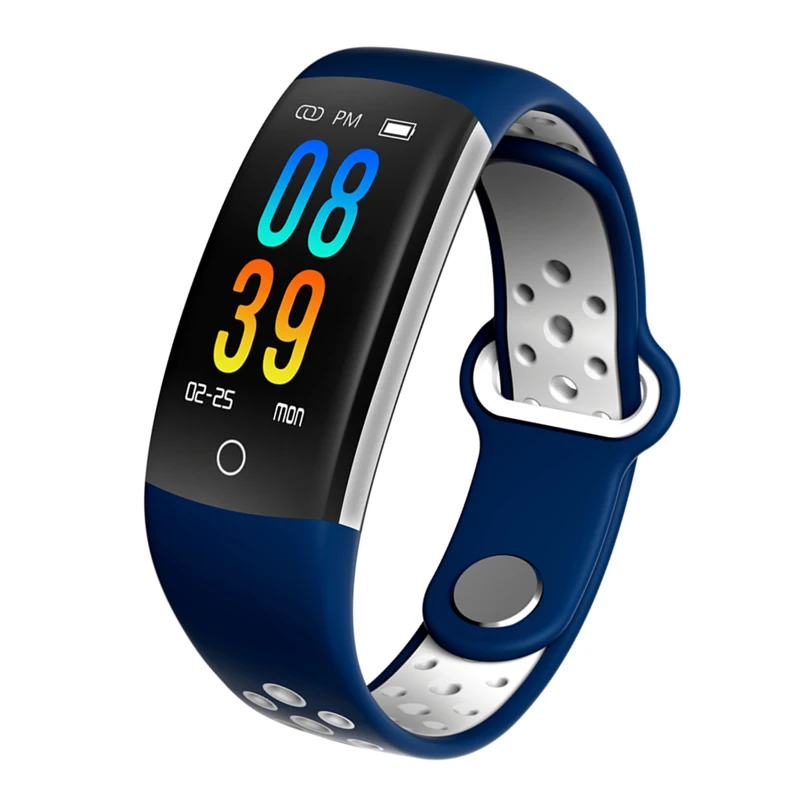 black blue Смарт-часы для мужчин и женщин, спортивные, Smartband, кровяное давление, водонепроницаемые, для плавания, спортивный браслет, ремешок, сенсорный экран, часы для Android iOS - Цвет: black blue