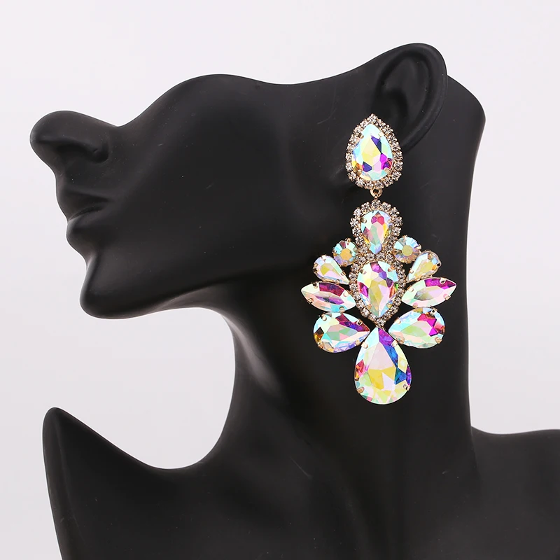 Aretes Design Big Colorful Crystal Drop Earrings High-Quality Fashion Rhinestones Jewelry Accessories For Women New