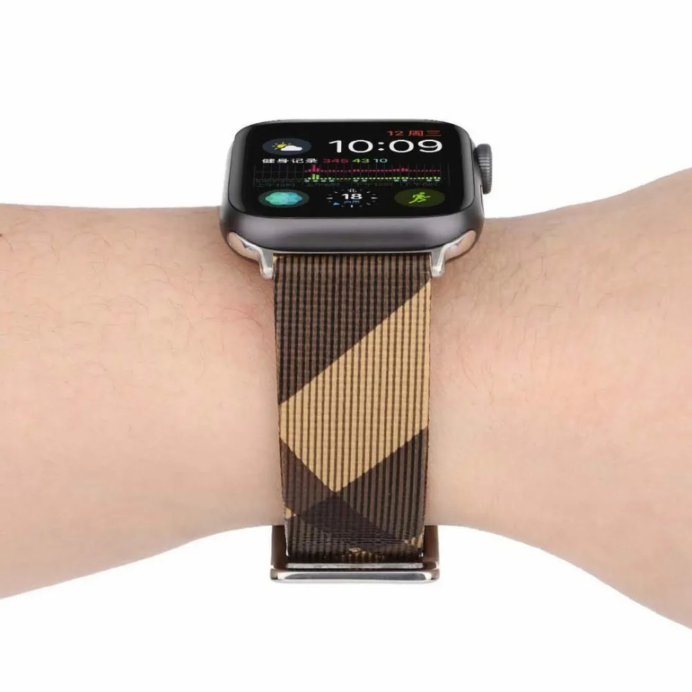 Кожаный ремешок с клетчатым узором для Apple Watch band 4 5 44 40 мм женские/мужские часы