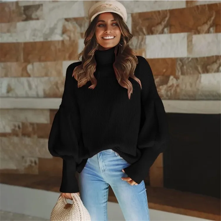 

Christmas Womens Sweaters Plus Size Woman Turtleneck Flare Sleeve Casual 2018 Winter Pullover Korean Sweater